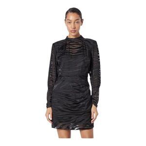 Scotch & Soda Black Witchy Velvet Burnout Long Sleeve Animal Print Dress 34